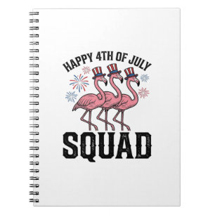 Carnet Joyeux 4 juillet Flamingo Squad Vector Design_1