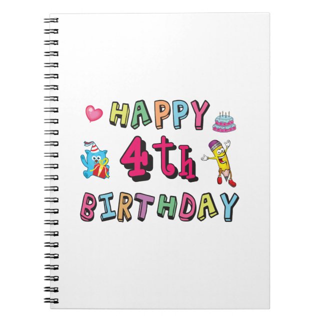 Carnet Joyeux 4e anniversaire. 4 ans b-jour. (Devant)