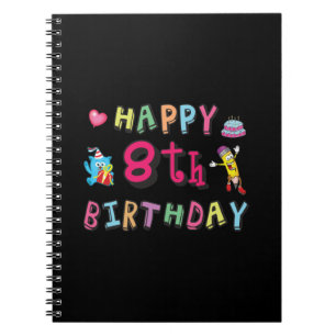 Carnet Joyeux 8ème anniversaire. 8 ans anniversaire.