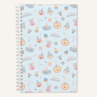 Carnet Joyeux Anniversaire Animaux Bleu