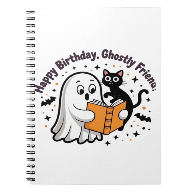 Carnet Joyeux anniversaire Ghost Cat PNG - Éffrayant Cute (Devant)