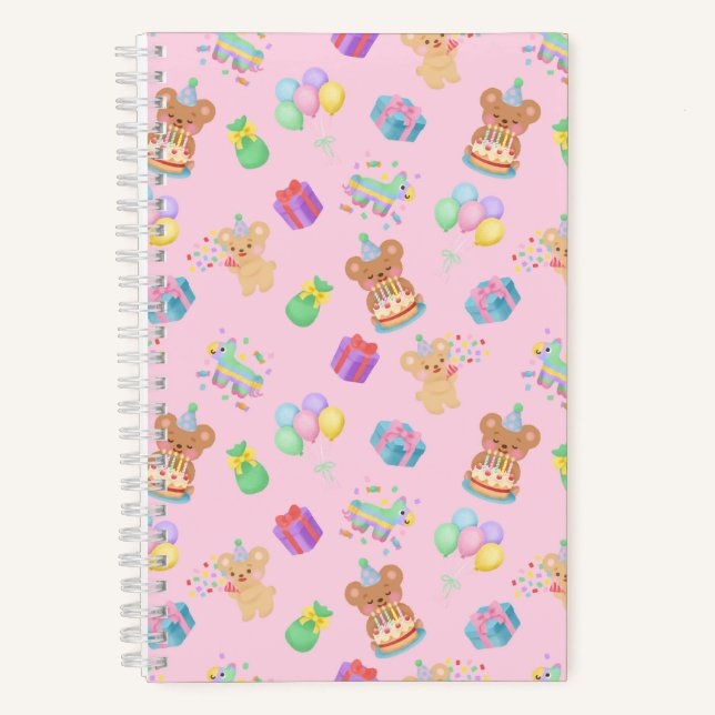 Carnet Joyeux Anniversaire Ours en Rose (Recto)