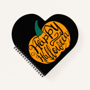Carnet Joyeux Halloween lettrage sur citrouille sculptée
