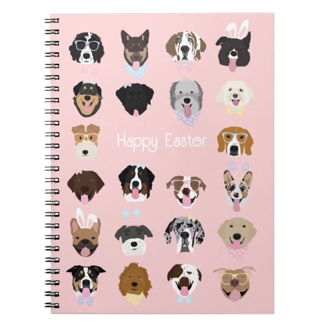 Carnet Joyeux Motif du visage de chien de Pâques (Devant)