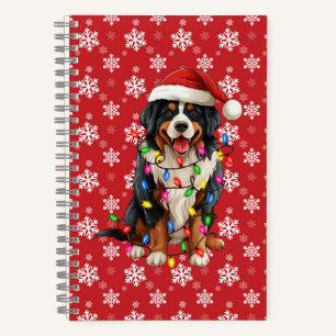 Carnet Joyeux Noël Bernese Mountain Dog Santa Hat