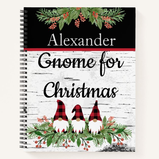 Carnet Joyeux Noël Chapeau Rouge Gnomes à carreaux de Buf (Devant)