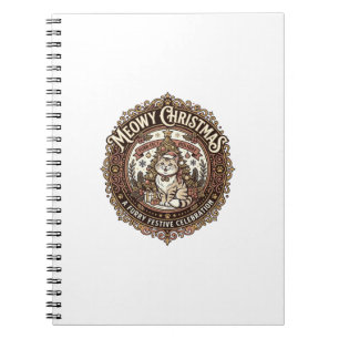 Carnet Joyeux Noël Chat Noël Vintage Vector Art S