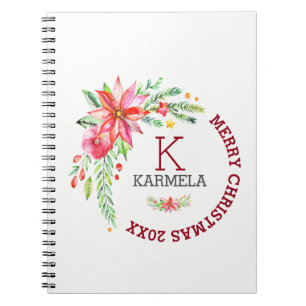 Carnet Joyeux Noël Floral Fleurs Bouquet Design