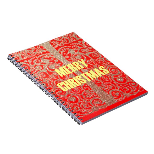 Carnet Joyeux Noël Golden Red Parties scintillant Hearts  (Côté Droit)
