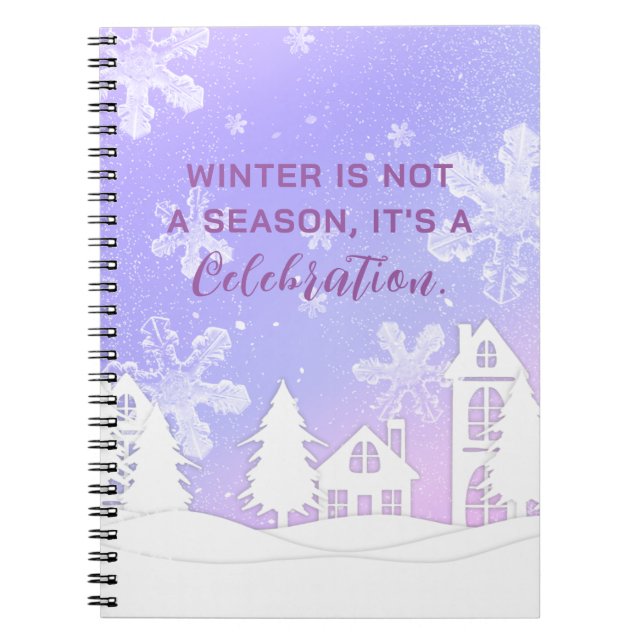 Carnet Joyeux Noël violet Maison Blanche Snowflakes (Devant)