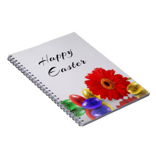 Carnet Joyeux Oeufs de Pâques colorés avec Gerbera