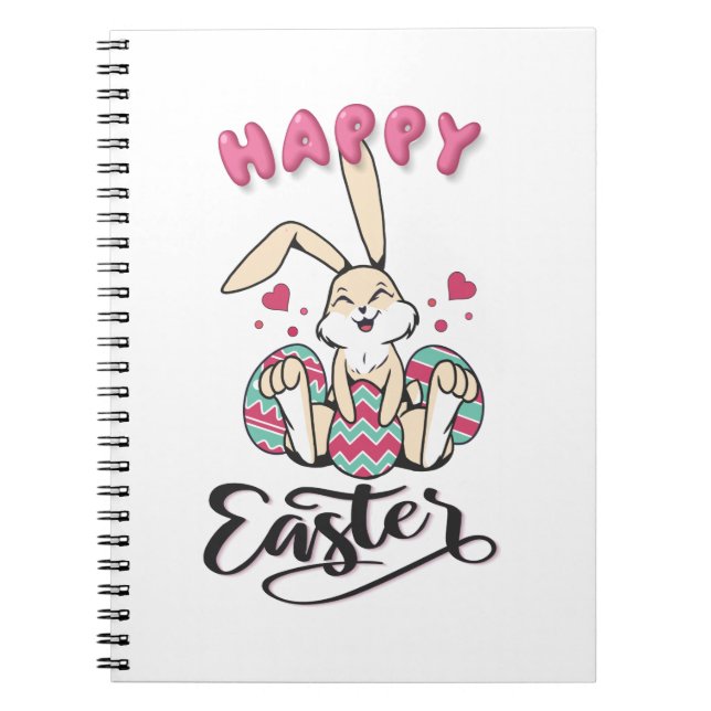 Carnet Joyeux Pâques du charmant lapin de Pâques (Devant)