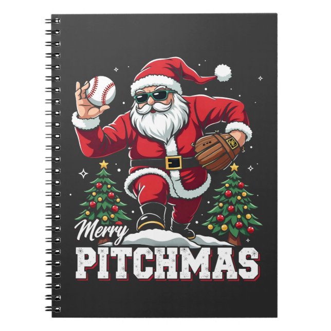 Carnet Joyeux Pitchmas Noël Amateur de baseball Père Noël (Devant)