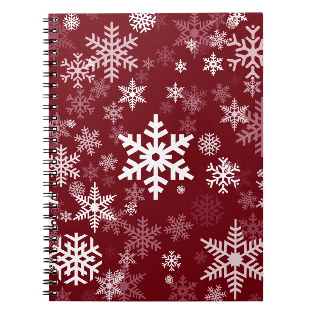 Carnet Joyeux Snowflakes Motif Bourgogne (Devant)