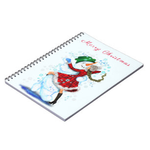 Carnet Joyeux Snowman et Fille Dance Tango fête de Noël