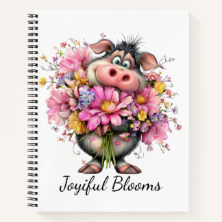Carnet Joyful Blooms Cute Animal Floral Spiral Notebook