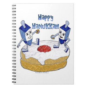 Carnet Judaica Happy Hanukkah Dancing Dreidels