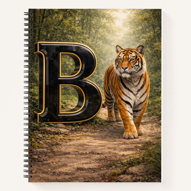 Carnet Jungle Alphabet Letter B Tiger Education Notebook (Devant)