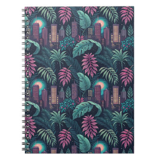 Carnet Jungle de la ville néon Futuriste Abstrait Motif u