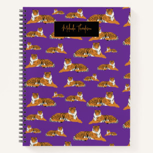 Carnet Jungle Safari Orange Violet Tigre Animal Mignon