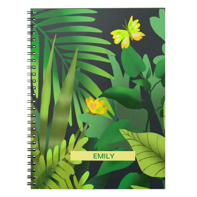 Carnet jungle sauvage et papillons jaunes (Devant)