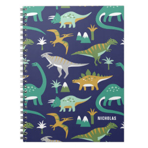 Carnet Jurassic Green BLUE Dinosaure Motif avec nom enfan