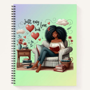 Carnet Just Easy Love Book, African American Girl Reading