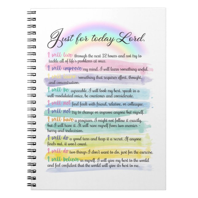 Carnet Juste pour aujourd'hui, Seigneur (Devant)