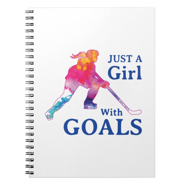 Carnet Juste une fille avec des buts Hockey aquarelle (Devant)