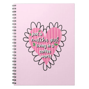 Carnet Juste une fille Matcha cœur esthétique – Rose Mign