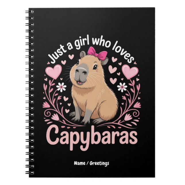 Carnet Juste une fille qui aime Capybaras drôle mignon ca (Devant)