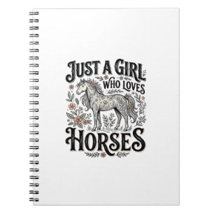 Carnet Juste une fille qui aime les chevaux dessin floral