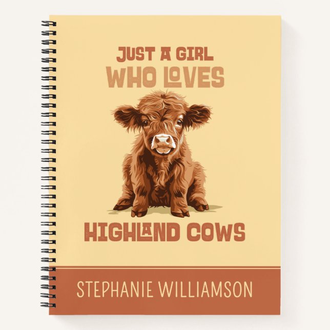 Carnet Juste une fille qui aime les vaches Highland (Devant)