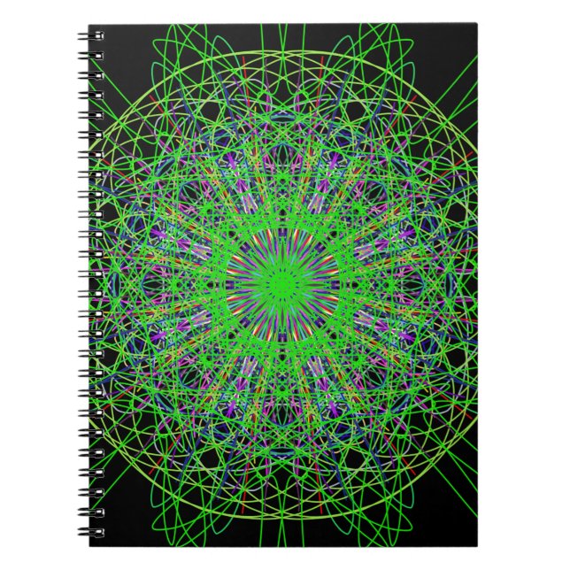 Carnet Kaleidoscope noir vert Mandala Art (Devant)