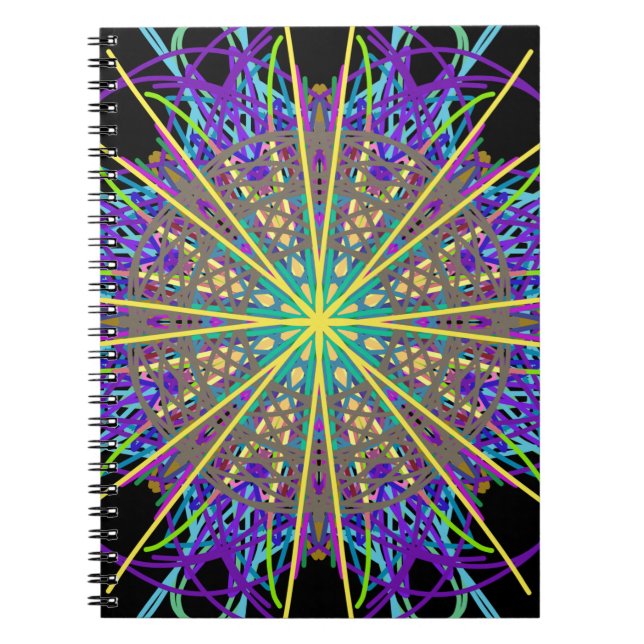 Carnet Kaleidoscope Star, Art Vert Orange Violet (Devant)