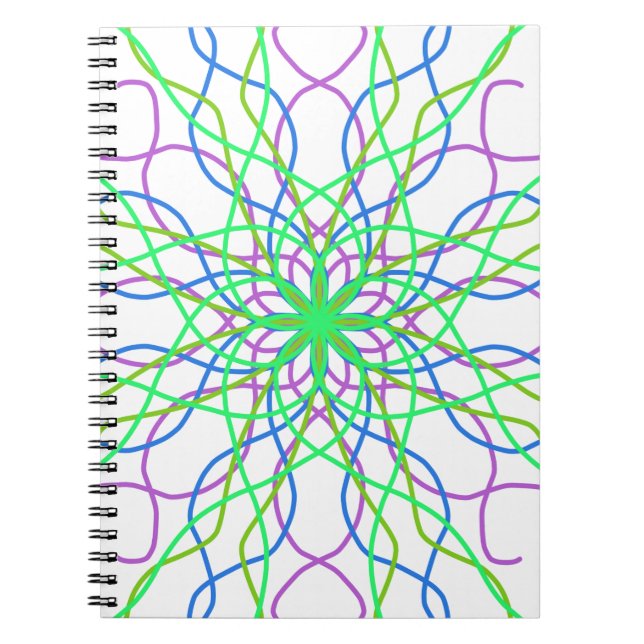 Carnet Kaléidoscope Star, White Green Blue Purple (Devant)