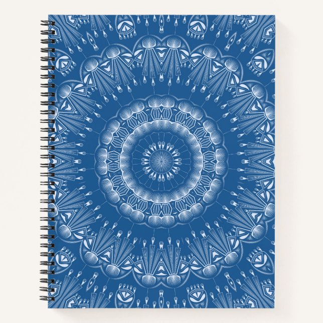 Carnet Kaleidoscopic summer circle mosaic print blue colo (Devant)