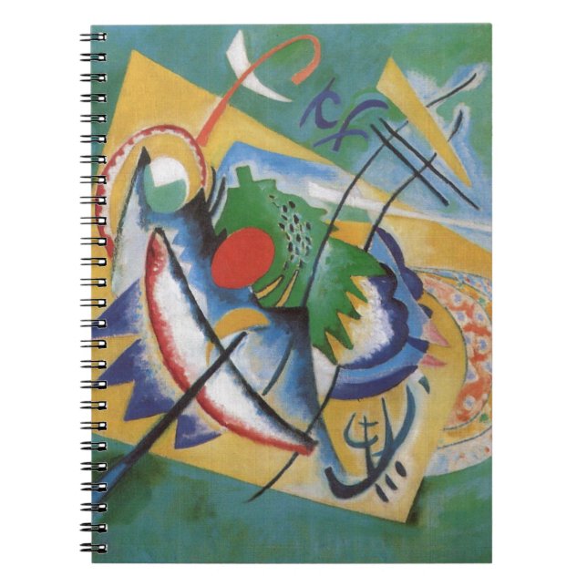 Carnet Kandinsky rouge ovale Abstraite oeuvre d'art vert  (Devant)