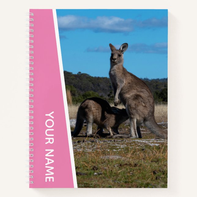 Carnet Kangaroo mère et bébé en Australie, rose (Devant)
