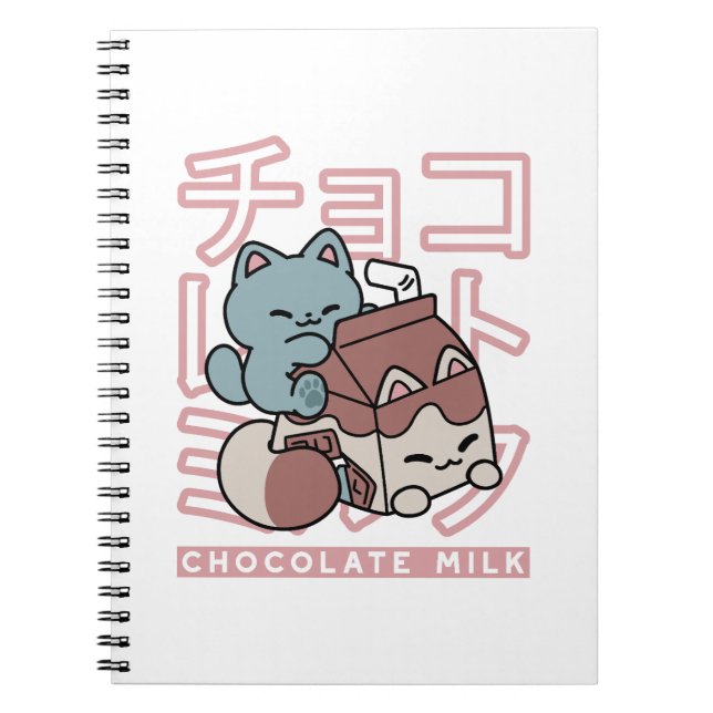Carnet Kawaii Cat with Chocolate Milk – Japanese Pop Art  (Devant)
