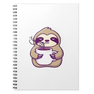 Carnet Kawaii Chibi Sloth avec Mug de café � mignonne Sle