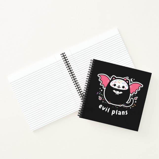 Carnet Kawaii Evil Plans Notebook avec Winged Kitty (Intérieur)