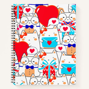 Carnet Kawaii Funny Chats Love Motif