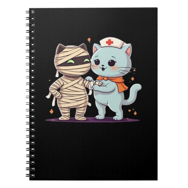 Carnet Kawaii Halloween Pals maman et infirmière chat sur (Devant)
