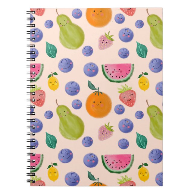 Carnet Kawaii Hand-drawn Happy Fruits (Devant)