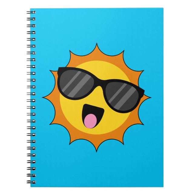 Carnet Kawaii Joyeux soleil avec lunettes de soleil (Devant)