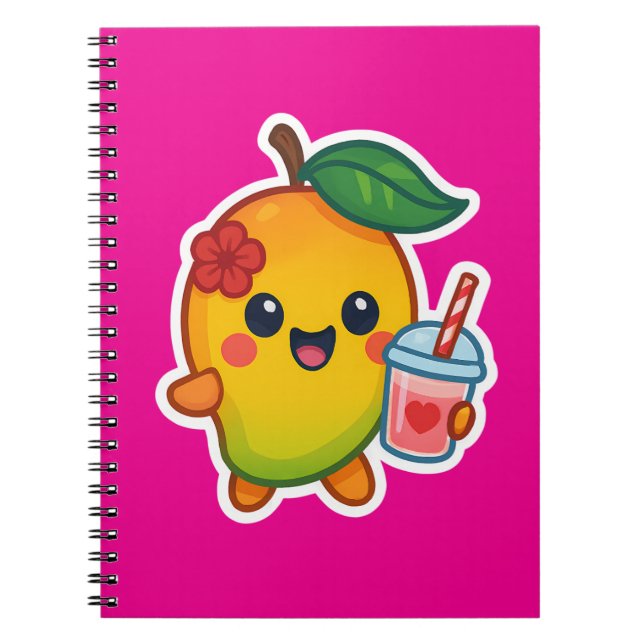 Carnet Kawaii Mango - Fruit d'amour avec Smoothi de coeur (Devant)