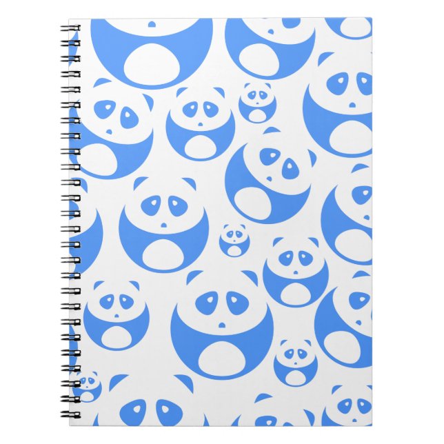 Carnet Kawaii Panda bébé bleu et blanc modèle (Devant)