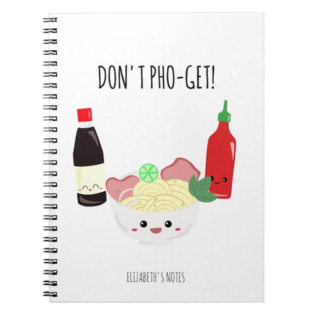 Carnet Kawaii Pho Don't Pho-Get Forget Punny Noodles (Devant)