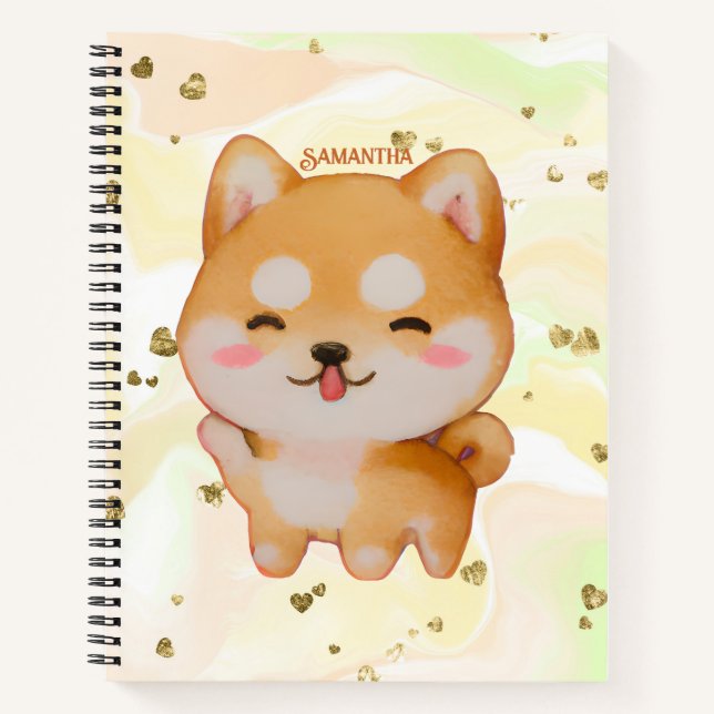Carnet Kawaii Smiling Cartoon Style Shiba Inu (Devant)